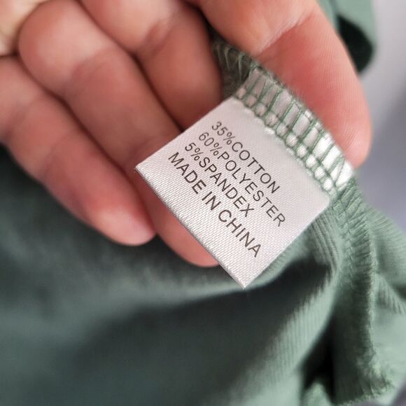 Herou Sage Green Slub Tee Tunic Round Hem Soft Casual Lounge Basic Neutral L - Picture 7 of 7